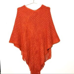 Knitted Orange Poncho